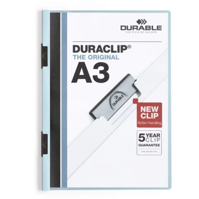 Image of Durable 221806 Clip Folder DuraClip A3, Hard Foil, Up to 60 Sheets Blue, Pack of 10