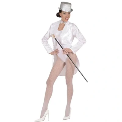 Image of Tailcoat White Satin Womens Costume Large for Hardy Hollywood Film Fancy Dress