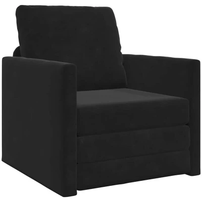 Image of vidaXL Floor Sofa Bed 2 in 1 Black 74x77x81 cm Velvet