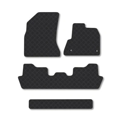 Image of Rubber Car Mats Compatible with Citroen C4 Grand Picasso (2007 2013) Tailored Fit Floor Set Accessory Black Custom 4 Pieces Clips Anti Slip Backing, Heavy Duty &amp; Waterproof