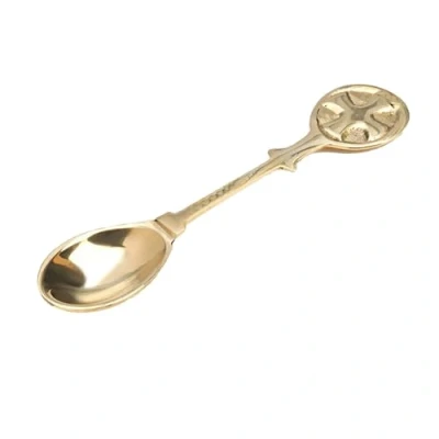 Image of NKlaus 11cm incense spoon gold for resins and herbs solid brass gift handmade 2945