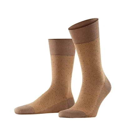 Image of FALKE Men&#039;s Sensitive Herringbone M SO Wool With Soft Tops 1 Pair Socks, Brown (Hazel 5082), 7 8