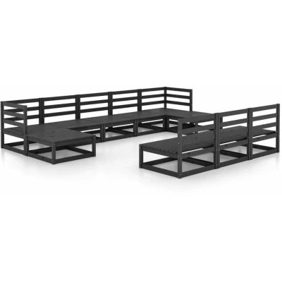 Image of vidaXL 10 Piece Garden Lounge Set Solid Wood Pine