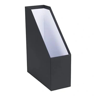 Image of Bigso Box of Sweden Standing Magazine Storage with Label Document Holder Made Fibreboard and Paper Desk Organiser for Files, Documents or Magazines Dark Grey