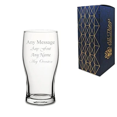Image of Personalised Engraved 10oz Half Pint Glass, Gift Boxed, Personalise with Any Name and Message, Perfect for Beer Lovers, Occasion