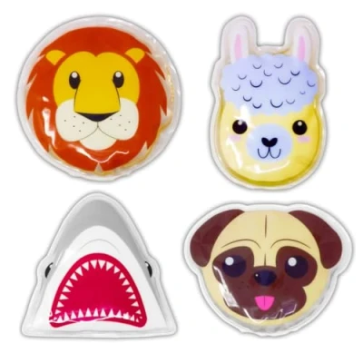 Image of Cold Compress for Kids, Reusable Kids Ice Pack Fever, First Aid, Boo Boos, Pain Relief, Bruises Warm Soother Toddler Headache, Bumps, Injury 4 (Llama, Pug, Lion &amp; Shark)