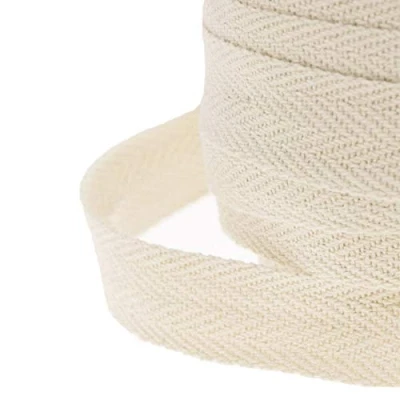 Image of WAREHOUSESHOP Cotton 1&quot; Herringbone Craft Apron Twill Dressmaking Sewing Bunting Tape (Beige, 50 Meter (25mm)