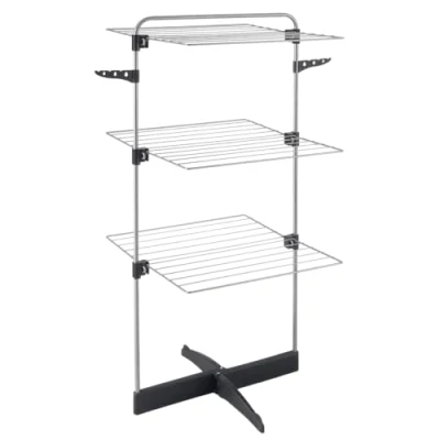 Image of Metaltex Freestanding Clothes and Home Essential Drying Rack Perfect for Large Laundry Loads, Silver, 58 x 54 123 Centimetres