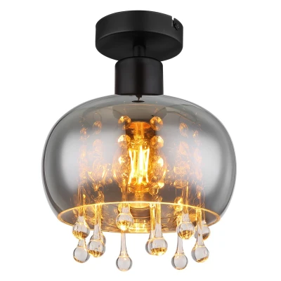 Image of Corry Ceiling Light Matt Black Smoke Glass Shade 1x E27