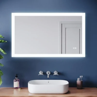 Image of ELEGANT 1000 x 600 mm Illuminated LED Bathroom Mirror with 3 color Dimmable + Demister Touch Sensor Horizontal/Vertical