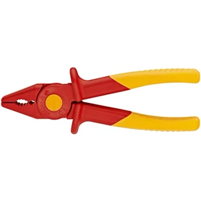 Image of Knipex Tools 98 62 01 Snipe Nose Plastic Pliers 1000V Insulated, Red/Yellow