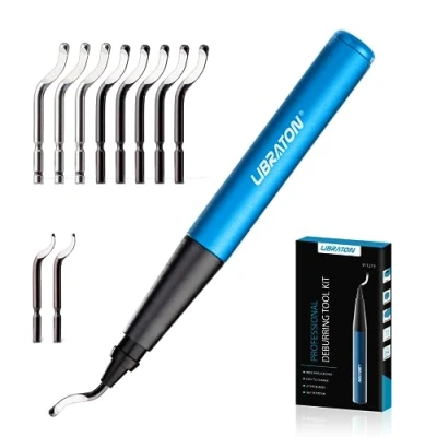 Image of Libraton Deburring Tool, Aluminum Alloy Deburrer with 11 High Speed Steel Blades, Professional Burr Remover Kit, 360 Degree Rotary Head, for Metal, Resin, Copper, Plastic, 3D Printing, Wood
