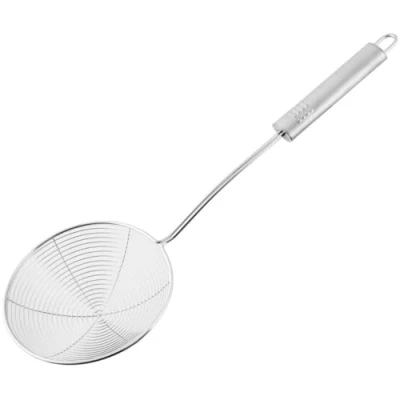 Image of Fackelmann OPAL Skimmer, Straining Spoon, Frying Strainer, Fine Mesh, Medium Spider Ladle Stainless Steel, 37.5x12x5.5cm, Silver