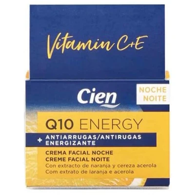 Image of Cien Energy Q10 Anti Wrinkle Night Face Cream 50 ml Energizing with Orange Extract and Acerola Cherry.