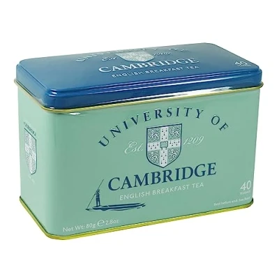 Image of New English Teas University Of Cambridge Tea Tin with 40 Breakfast Teabags