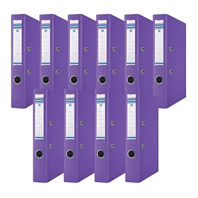 Image of Donau Binder Lever Arch File/Folder Slim Pack of 10 / DIN A4 5 cm Pieces/Purple/Plastic Cover PP/Cardboard Paper