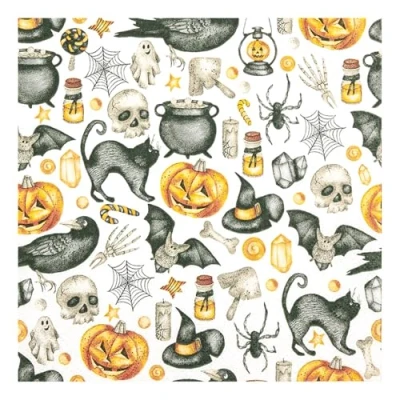 Image of Home Fashion 20 Napkins Halloween Symbols Table Decoration Paper with Motif Also for Decoupage and 33 x cm