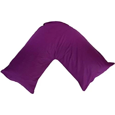 Image of Back And Neck Support V Shaped Pillow Case (Plum)