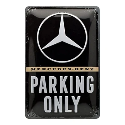 Image of Nostalgic Art Retro Tin Sign Mercedes Benz Parking Only Gift idea for car accessoires, Metal Plaque, Vintage design decoration, 30 x 40 cm