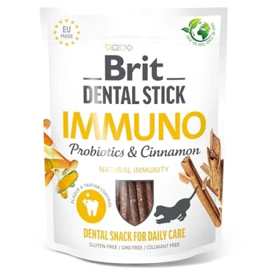 Image of Brit Dog Dental sticks with ingredients to support Immunity and Gut Health, Probiotics &amp; Cinnamon Flavour, 1 pack of 7