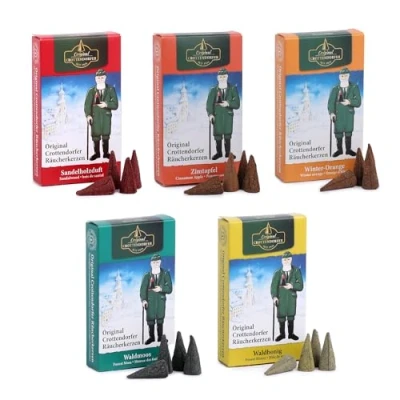 Image of Crottendorfer Räucherkerzen Incense Cones 5 x 24 Pieces Sandalwood Forest Honey Moss Cinnamon Winter Orange Pack of