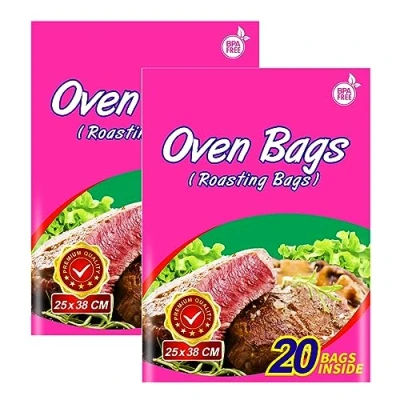 Image of 20Counts Oven Roasting Bags, Cooking Bags for Meats Chicken Fish Vegetables (2, 25 x 38 cm)