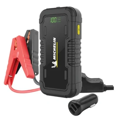 Image of MICHELIN MJS80 Jump Starter and Power Bank Car Battery Pack 8,000 mAh Peak Current of 1000 A / 12 V Vehicles LED Light Suitable for 3.0 L Petrol 2.0 Diesel, Black