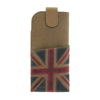 Image of Mala Leather Union Jack Collection Glasses Case 5141_29 Brown
