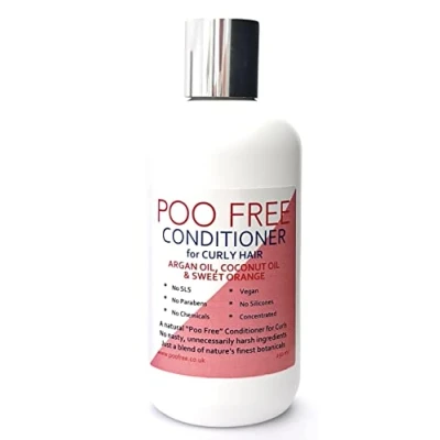 Image of POO FREE Conditioner for Curly Hair 99% Natural Argan, Coconut, Sweet Orange. No Sulfates/Parabens/Silicones, pH 5.5, Sensitive Skin. 250ml