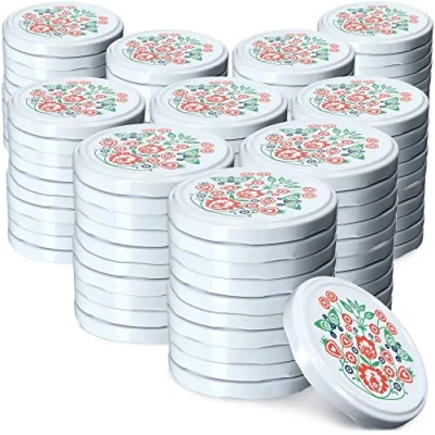 Image of KADAX Jar Lids Ø 82 mm, Secure Metal with Six Threads, Seals Replacement, Twist Off Closure for Pickling and Preserving (Red Peas, Set of 100)