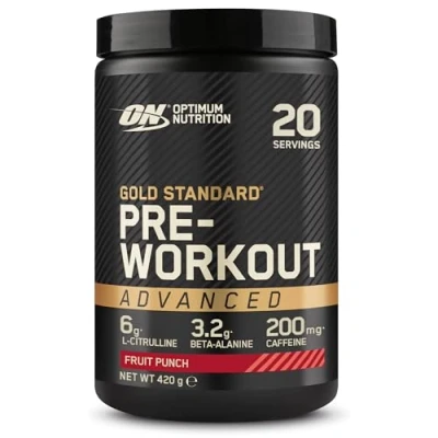 Image of Optimum Nutrition ON Gold Standard Pre Workout Advanced with l Citrulline, Beta Alanine and Caffeine, Fruit Punch, 20 Servings, 420 g