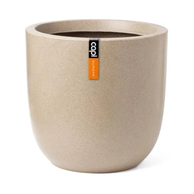 Image of CAPI EUROPE Planter ball Waste Smooth NL 35x34 Terrazzo beige Opening Ø29 Pot for indoor and outdoor use Shatterproof 100% recyclable KTB932
