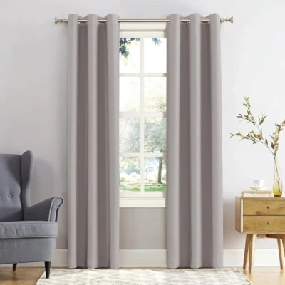 Image of REHAN &amp; CO Blackout Curtains Thermal Insulated Eyelet Ring Top Window for Living Room Bedroom with Tie Backs Silver W46 x L72 Inch 2 Panels