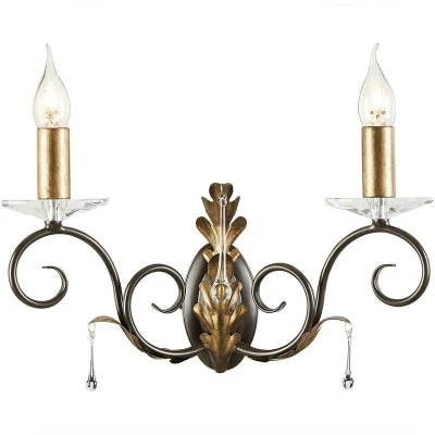 Image of Amarilli 2 Light Indoor Candle Wall Gold, Floral Leaves Design , E14