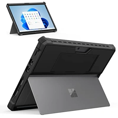 Image of MoKo Case Fits Microsoft Surface Pro 8 13&quot; Touchscreen 2021 Release Tablet, All in One Protective Rugged Cover with Hand Strap, Compatible Type Keyboard, Black