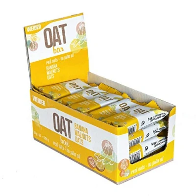Image of Weider OAT BAR (20x 60g). Banana, Walnuts &amp; Oats. Real Nuts. No Palm Oil. High Source of Energy
