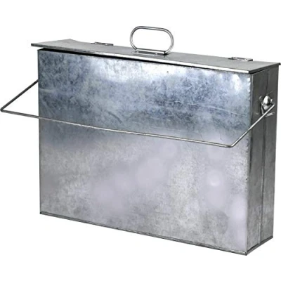Image of Trendi® Fireside Ash Carrier Metal Hot Tidy Box Container Fireplace Pan Bucket Bin (Galvanised Silver)