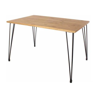 Image of Augusta Rectangular Dining Table with Black Metal Legs