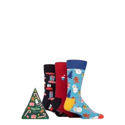 Image of Mens and Women&#039;s 3 Pair Happy Socks Decoration Time Gift Boxed Multi 7.5 11.5 Unisex