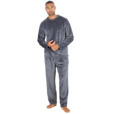 Image of INSIGNIA Mens Super Soft Fleece Long Sleeve Top Pyjamas Sets (UK, Alpha, XXL, Regular, Grey)