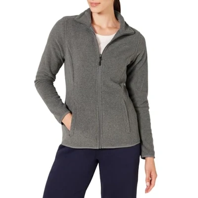 Image of Amazon Essentials Women&#039;s Classic fit Long Sleeved Full Zip Polar Soft Fleece Jacket (Available in Plus Size), Charcoal Heather, S