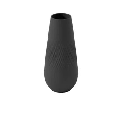 Image of Villeroy &amp; Boch Collier Noir Vase Carré No. 3, 11.5x11.5x26 cm, Premium Porcelain, Black