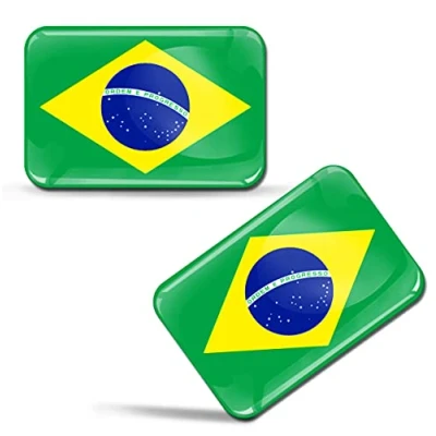 Image of SkinoEu® 2 x 3D Sticker Brazil Brazilian Flag F 184