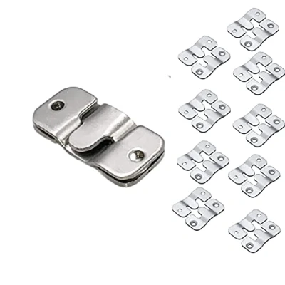 Image of KAIISSA Flush Mount Bracket, 10 Pairs Interlocking Photo Frame Hook, Heavy Duty Picture Hanger Z Clip Bracket for Large Display Art Gallery Wall Hardware, Silver