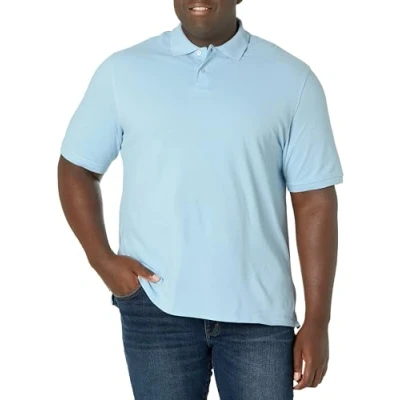 Image of Amazon Essentials Men&#039;s Regular Fit Cotton Pique Polo Shirt (Available in Big &amp; Tall), Light Blue, M