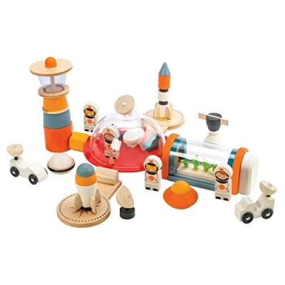 Image of Tender Leaf Toys Life on Mars Set Wooden Space Station Play