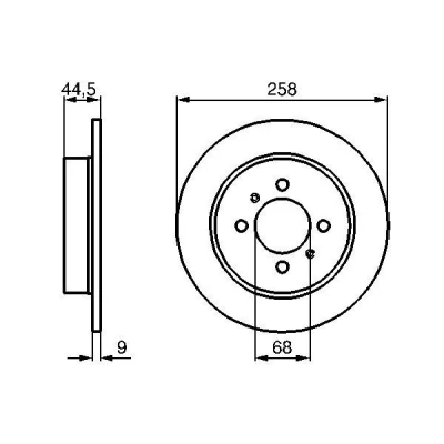 Image of 4320654C00, 4320654C01 Brake disc BOSCH 0 986 478 836 258mm 9mm 4 100mm solid Oiled NISSAN: ALMERA 1 Hatchback, Sunny 3