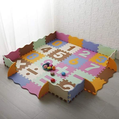 Image of LUVODI Soft Baby Kids Foam Play Mat Numbers and Math Symbols Interlocking Puzzle Floor Tiles Tummy Time Playmat 36 PCS Waterproof Infants Crawling Rug Non Toxic Toddlers Gym Mats for Home Playroom