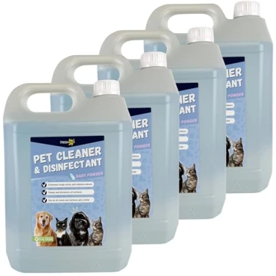 Image of Fresh 365 PETDIS03 Baby Powder Fragrance Zwinger Cleaner Disinfectant and Deodoriser 5 Litre 4 Bottles