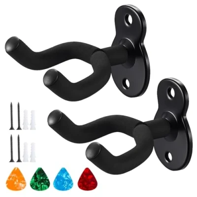 Image of Admygo Guitar Wall Mount,U Shaped Hanger Mount,Ukulele Hook Holder Stand Guitar,Suitable for bass, Guitar, Ukulele,Contains Four Color Picks(2 Set)